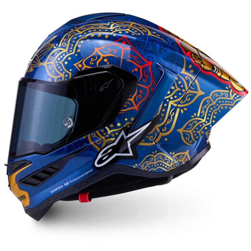 Alpinestars Supertech R10 Marthainator limitált kiadás JORGE MARTIN zárt motoros bukósisak gyöngyházkék-arany-piros