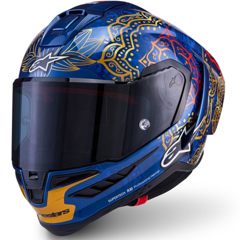 Alpinestars Supertech R10 Marthainator limitált kiadás JORGE MARTIN zárt motoros bukósisak gyöngyházkék-arany-piros