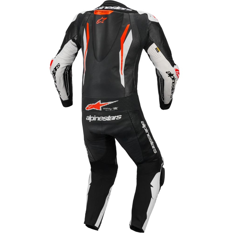 Jednodílná kožená kombinéza na motorku Alpinestars GP TECH V5 černo-bílo-fluo červená