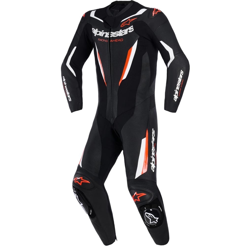 Alpinestars GP FORCE V2 egyrészes motoros bőroverál fekete-fehér-fluo piros