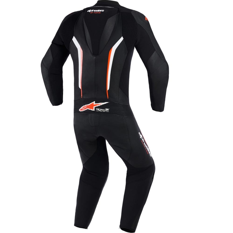 Alpinestars GP FORCE V2 egyrészes motoros bőroverál fekete-fehér-fluo piros