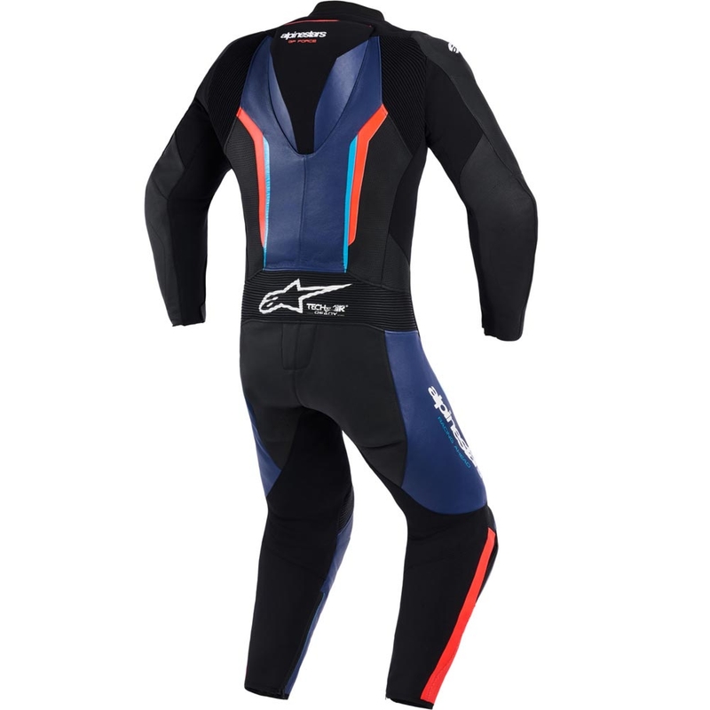 Alpinestars GP FORCE V2 egyrészes motoros bőroverál fekete-kék-fluo piros