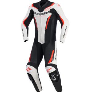 Alpinestars GP FORCE V2 egyrészes motoros overál fehér-fekete-fluo piros
