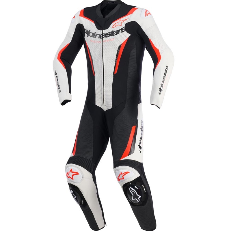 Alpinestars GP FORCE V2 egyrészes motoros bőroverál fehér-fekete-fluo piros