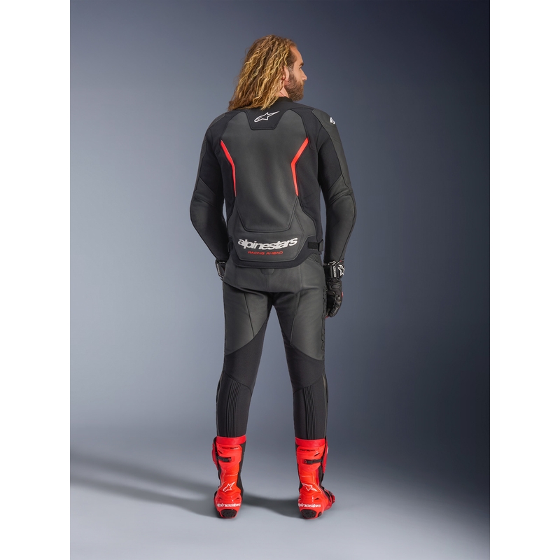 Kožená bunda na motorku Alpinestars GP Force V2 černo-fluo červeno-bílá