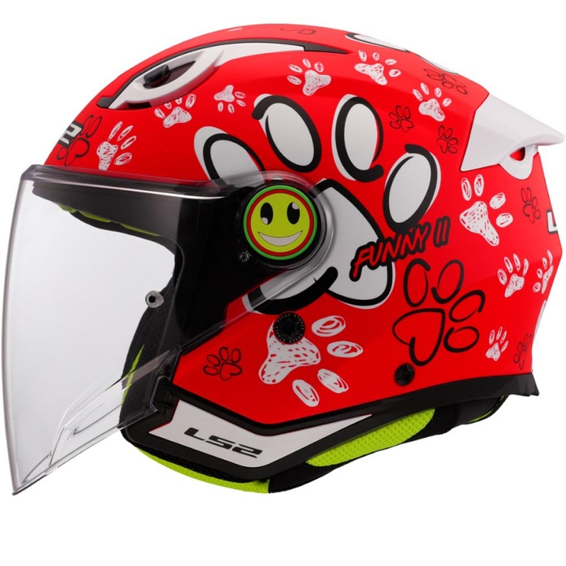 Gyerek nyitott motoros sisak LS2 OF622 Funny II Paws piros