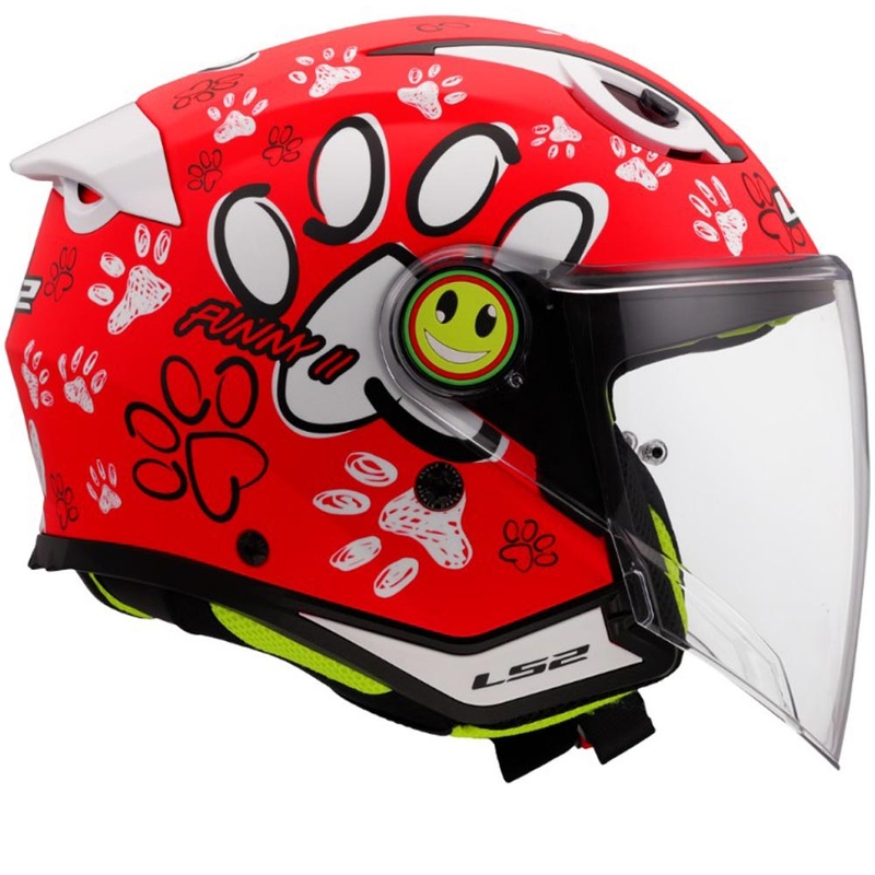 Gyerek nyitott motoros sisak LS2 OF622 Funny II Paws piros