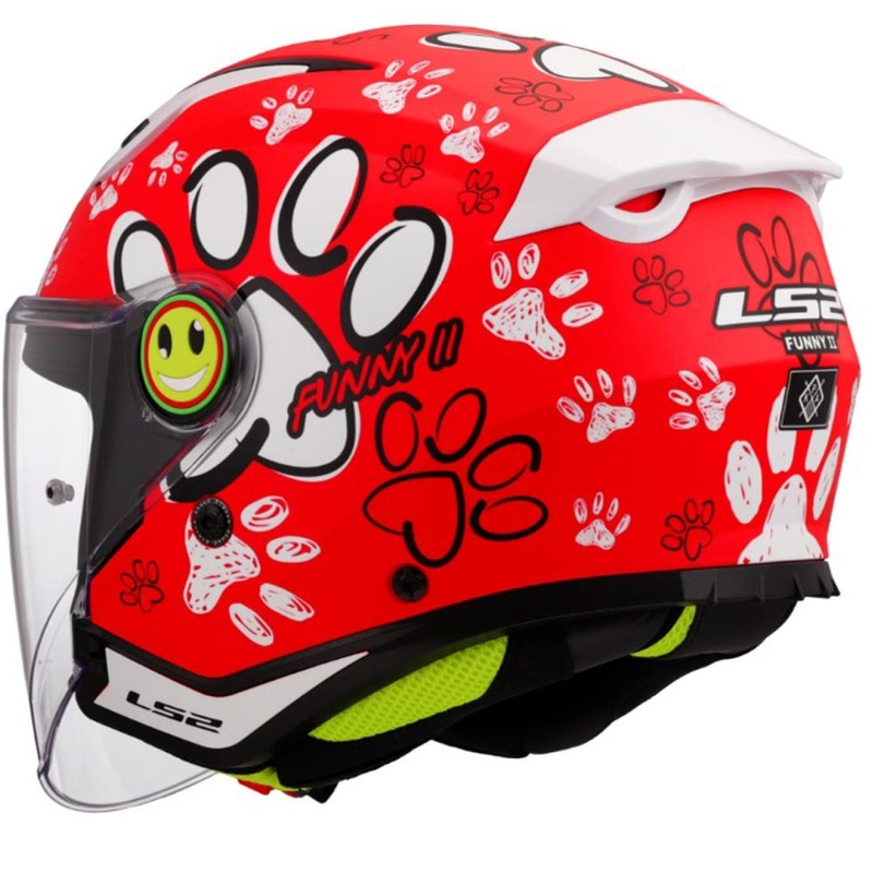 Gyerek nyitott motoros sisak LS2 OF622 Funny II Paws piros