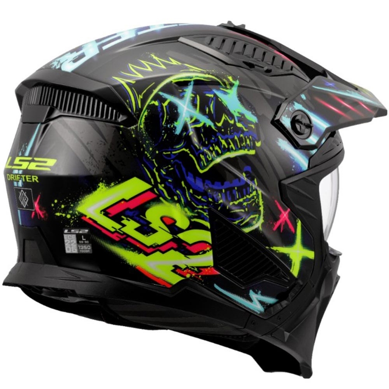 LS2 OF606 Drifter Rayz trial motoros bukósisak fekete-kék