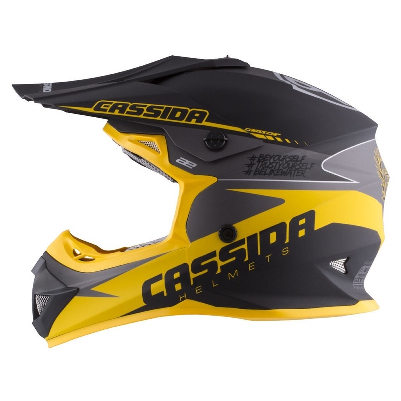Gyermek motocross sisak Cassida Libor Podmol fekete-sárga-szürke