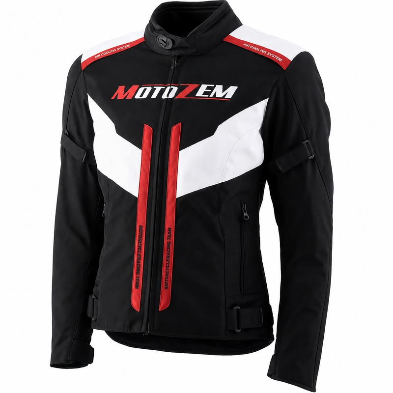 Motozem Team 2 női motoros kabát fekete-fehér