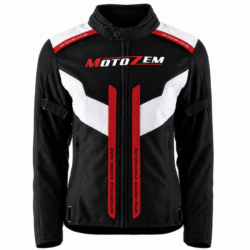 Motozem Team 2 női motoros kabát fekete-fehér