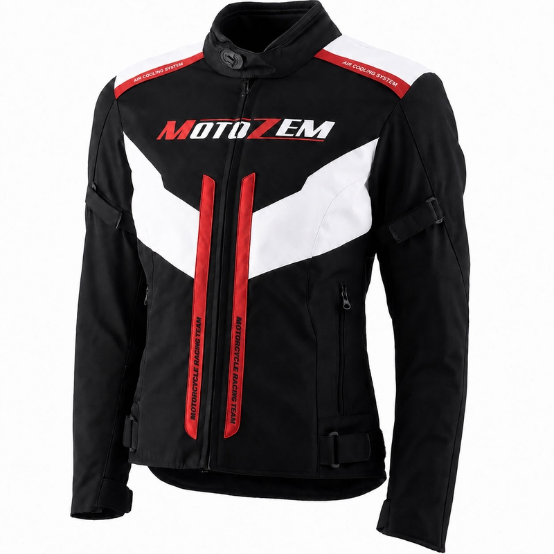 Motozem Team 2 női motoros kabát fekete-fehér