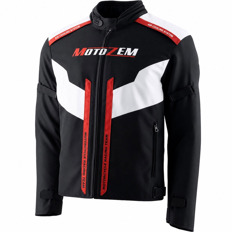 Motozem Team 2 motoros kabát fekete-fehér