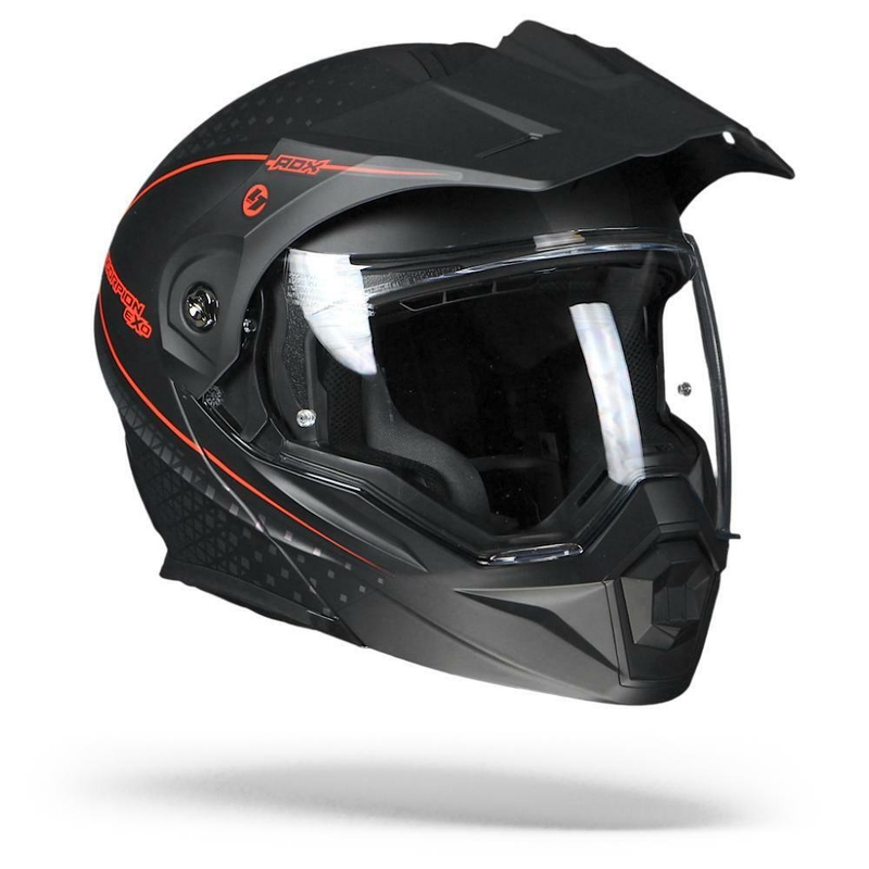 Összecsukható enduro sisak Scorpion ADX-1 Horizon fekete-fluo piros