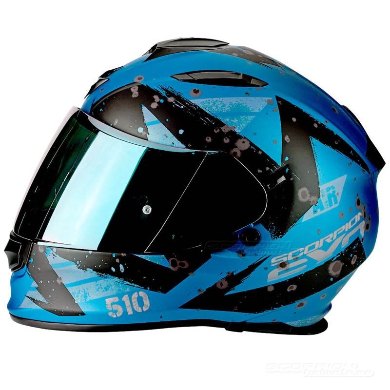 Beépített motoros sisak Scorpion EXO-510 Air Marcus kék matt-fekete