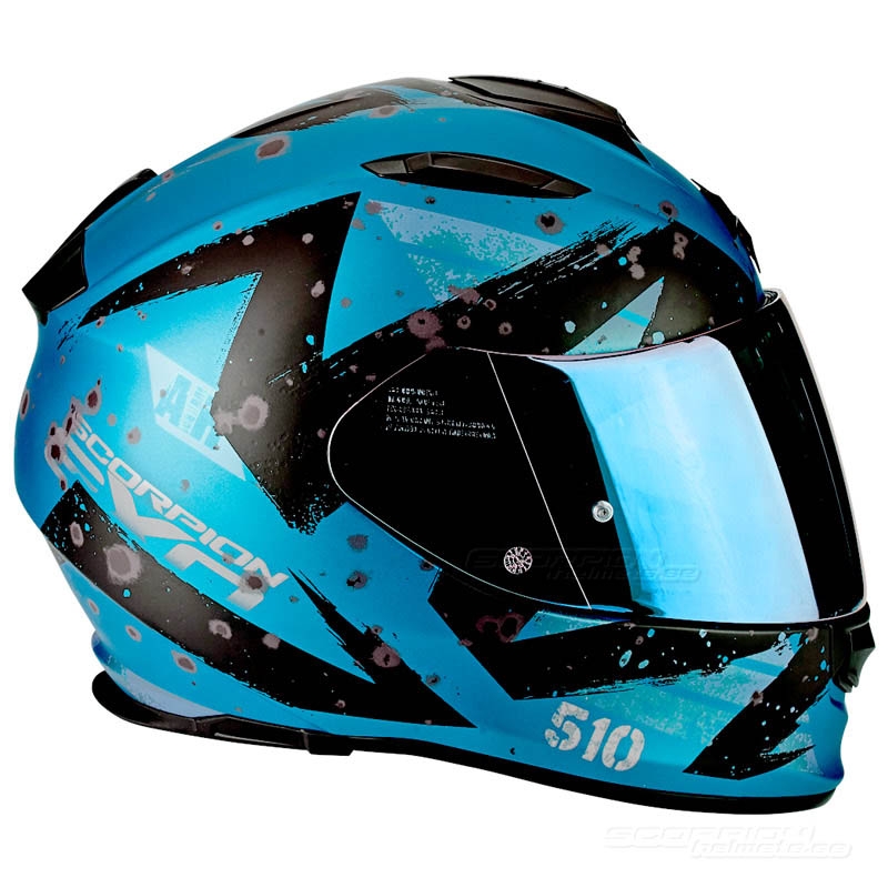 Beépített motoros sisak Scorpion EXO-510 Air Marcus kék matt-fekete