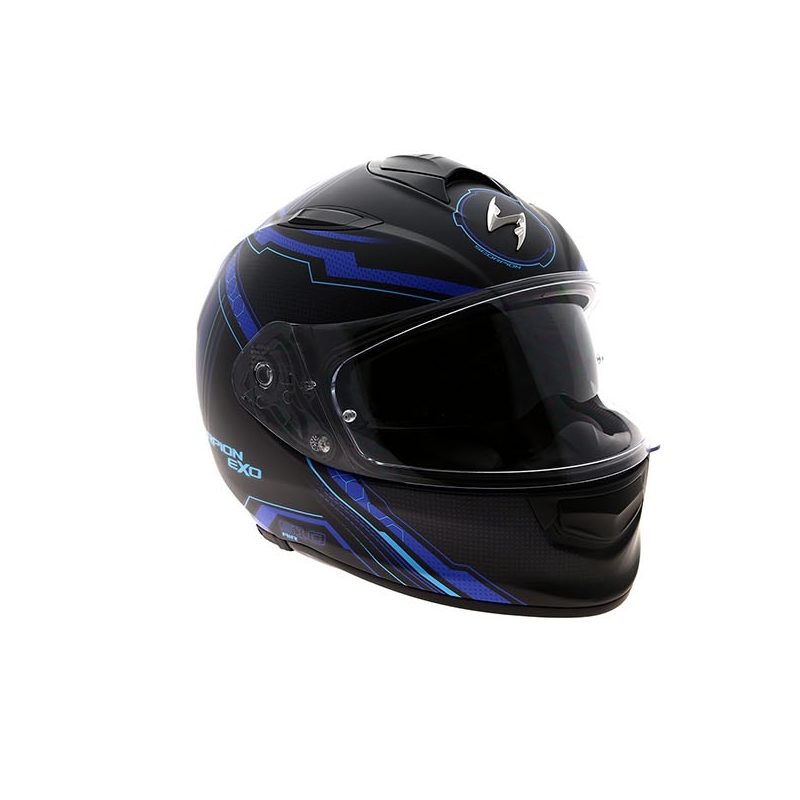 Beépített motoros sisak Scorpion EXO-510 Air Sync fekete matt-kék akció kiárusítás