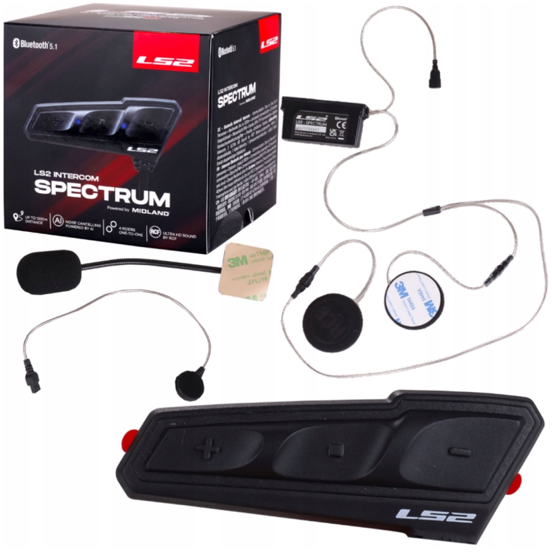 LS2 Spectrum Bluetooth intercom motorhoz fekete