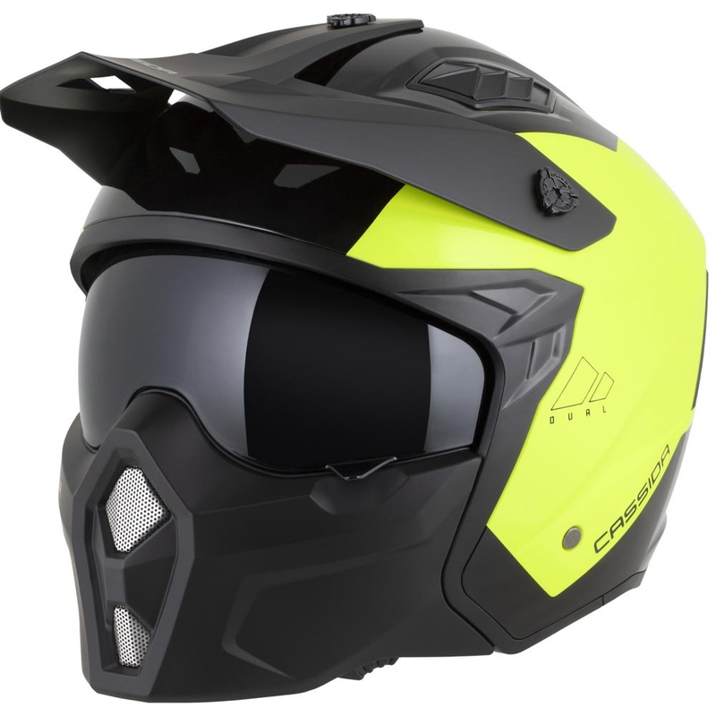 Cassida Cross Country Dual moduláris motoros bukósisak fluo sárga-fekete