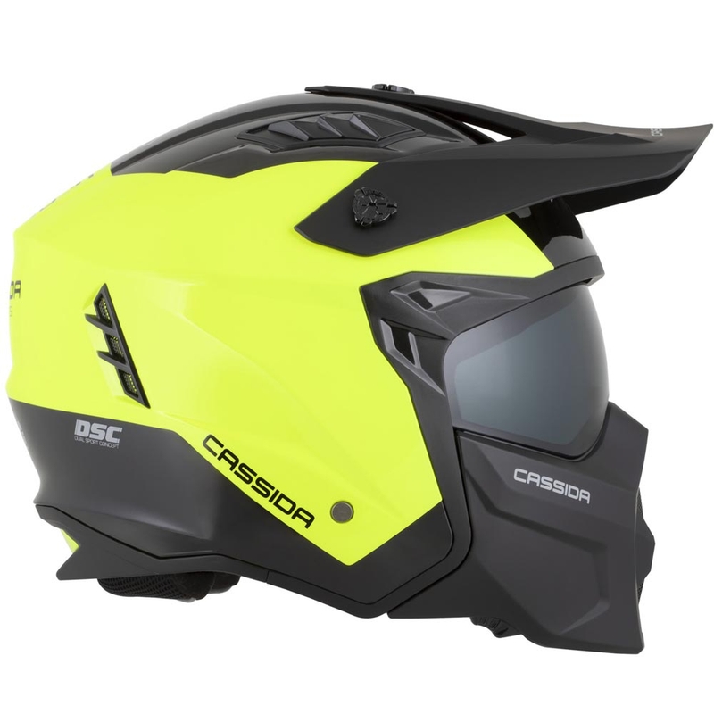 Cassida Cross Country Dual moduláris motoros bukósisak fluo sárga-fekete