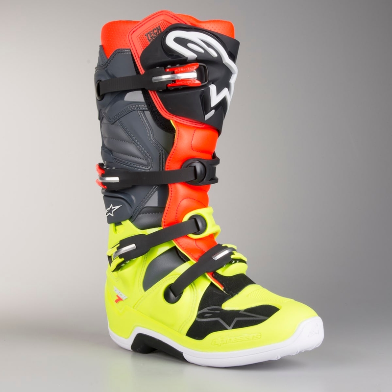 Alpinestars Tech 7 motorkerékpár csizma piros-fluo sárga