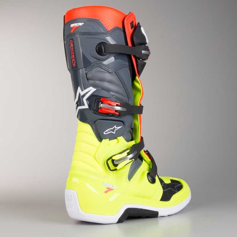 Alpinestars Tech 7 motorkerékpár csizma piros-fluo sárga