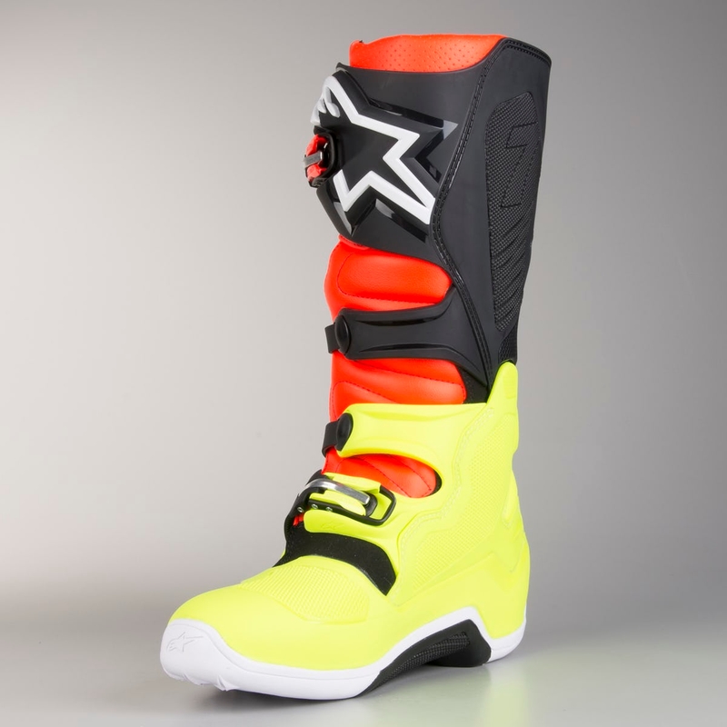 Alpinestars Tech 7 motorkerékpár csizma piros-fluo sárga