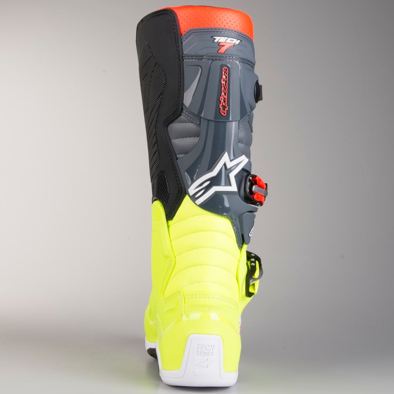 Alpinestars Tech 7 motorkerékpár csizma piros-fluo sárga