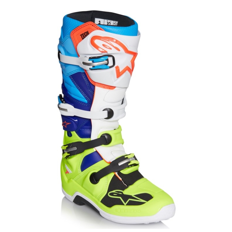 Alpinestars Tech 7 motorkerékpár csizma sárga-fehér-kék-piros-fekete