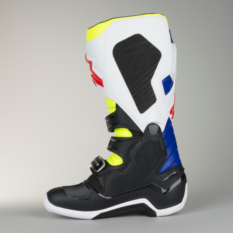Alpinestars Tech 7 kerékpáros csizma fehér-fekete-kék-piros-fluo sárga