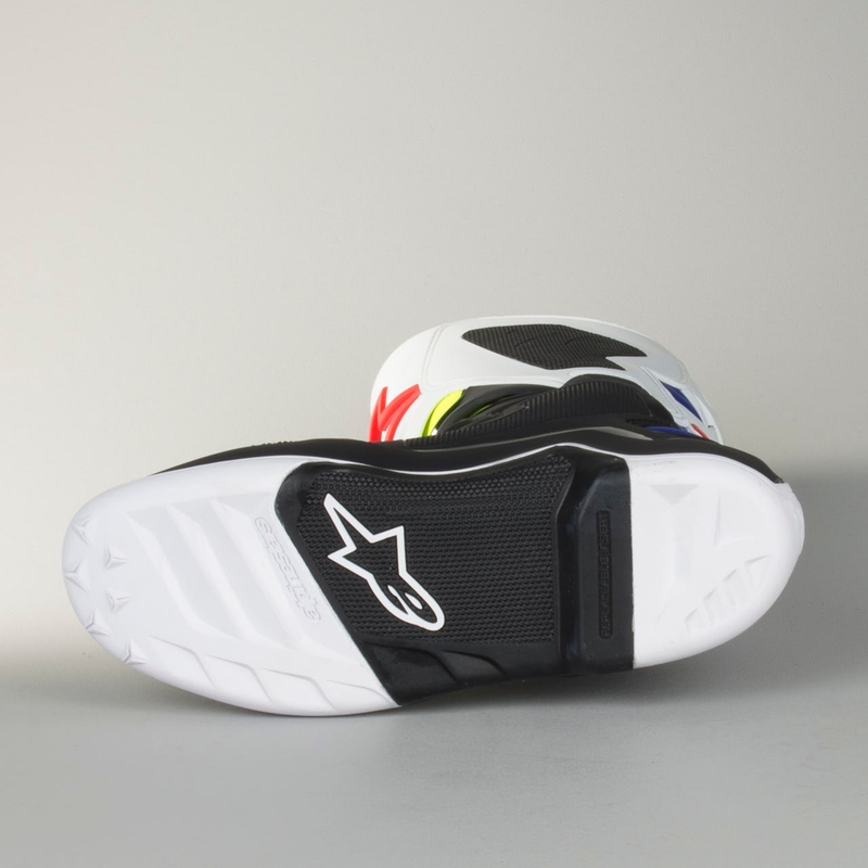 Alpinestars Tech 7 kerékpáros csizma fehér-fekete-kék-piros-fluo sárga
