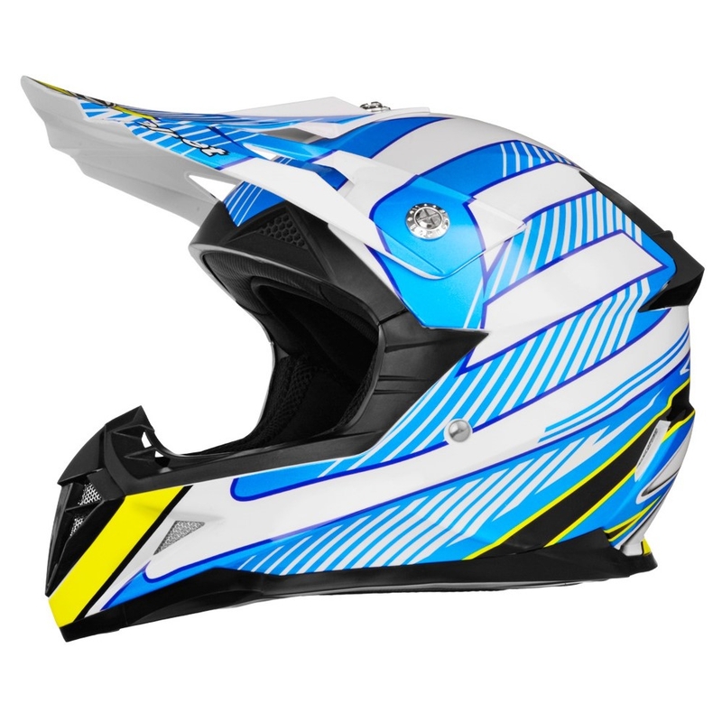 Motocross sisak ZED X1.9D fehér-kék-sárga-fekete akció kiárusítás