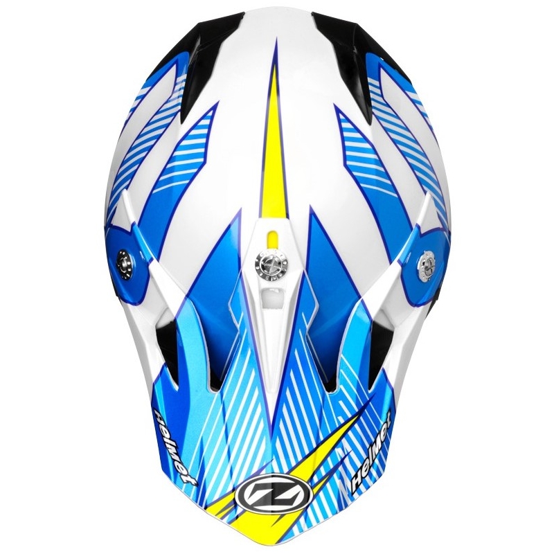 Motocross sisak ZED X1.9D fehér-kék-sárga-fekete akció kiárusítás