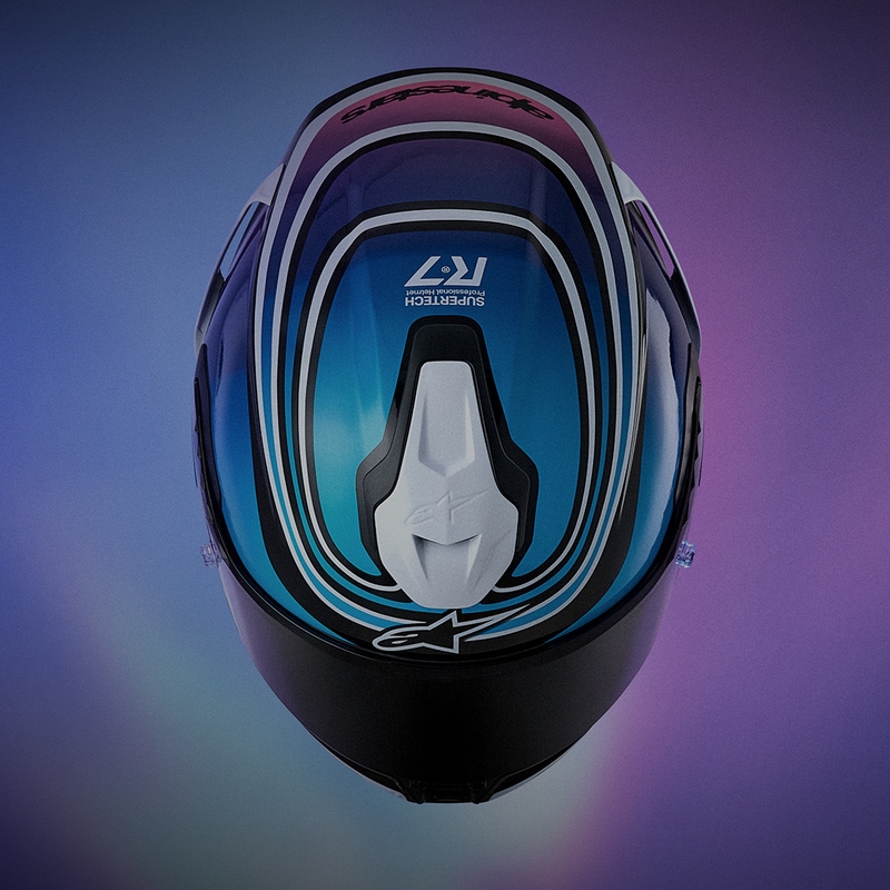 Integrální helma na motorku Alpinestars S-R7 Zeal černo-modro-fluo růžovo-bílá