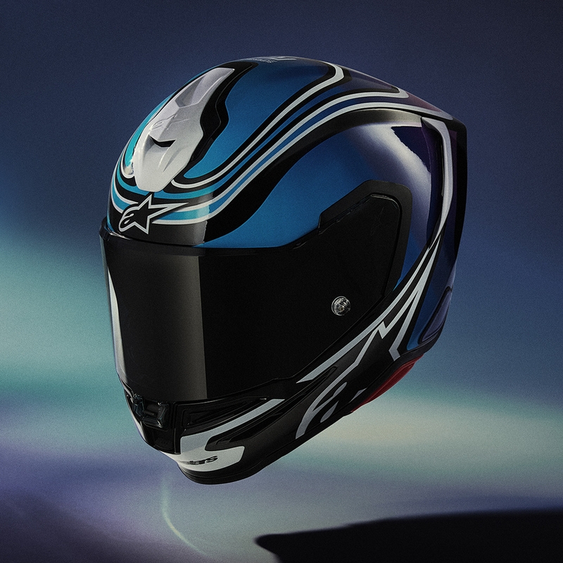 Integrální helma na motorku Alpinestars S-R7 Zeal černo-modro-fluo růžovo-bílá