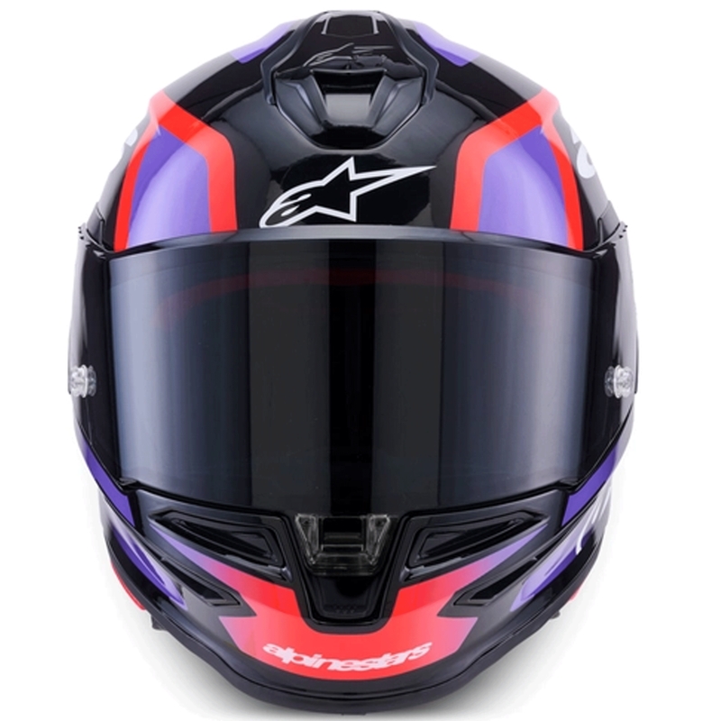 Integrální helma na motorku Alpinestars S-R7 Lumen černo-fialovo-fluo červeno-bílá