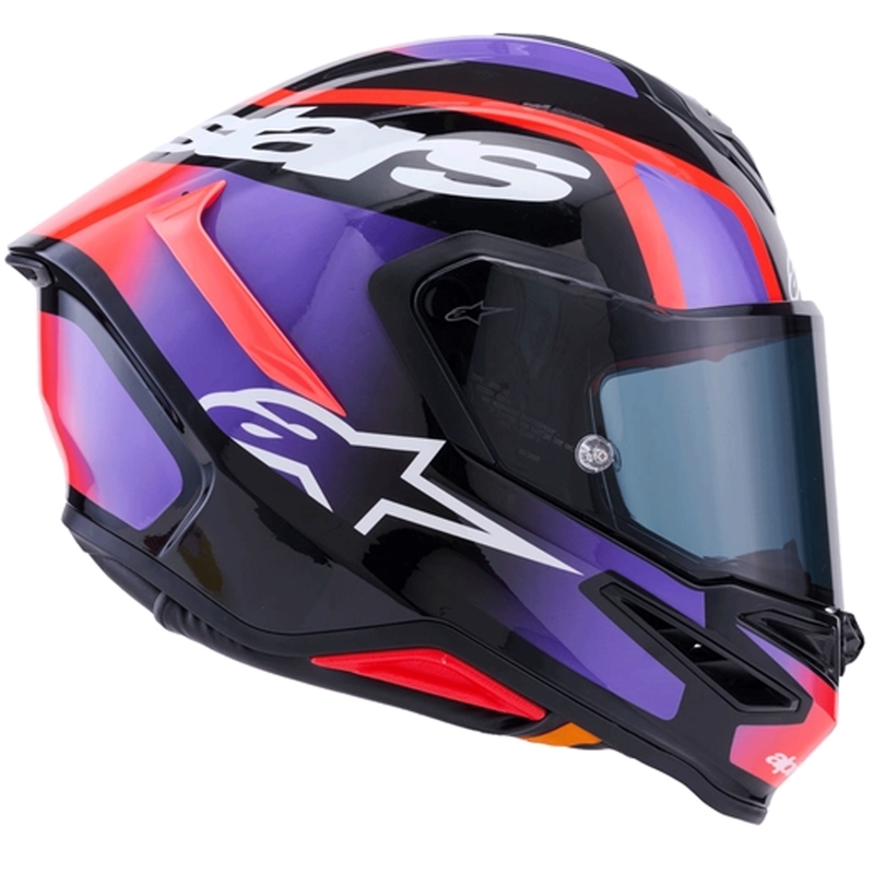 Integrální helma na motorku Alpinestars S-R7 Lumen černo-fialovo-fluo červeno-bílá