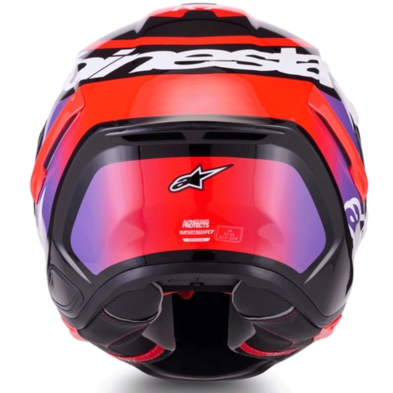 Integrální helma na motorku Alpinestars S-R7 Lumen černo-fialovo-fluo červeno-bílá