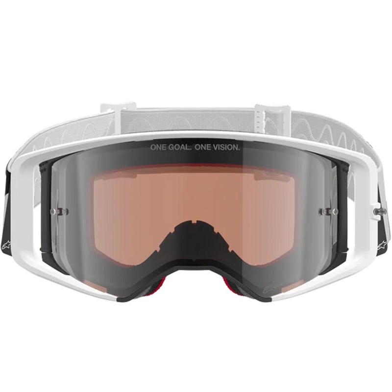Motokrosové brýle Alpinestars Supertech Corp bílo-šedé s červeným plexi