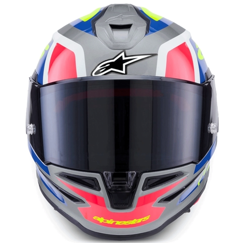 Integrální helma na motorku Alpinestars S-R7 Lumen stříbrno-černo-růžovo-fluo žlutá
