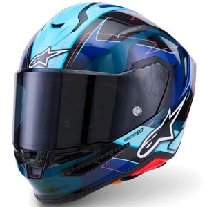 Integrální helma na motorku Alpinestars S-R7 Kinetis černo-modro-fluo růžovo-bílá
