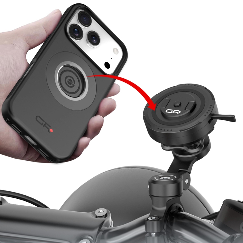Držák telefonu na řídítka motocyklu s nastavitelným ramenem GRxplore MT11 černý