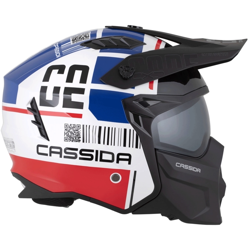 Modulární helma na motorku Cassida Cross Country Code bílo-červeno-modro-černá