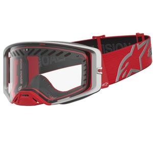 Motokrosové brýle Alpinestars Supertech Dura Air Fluid červeno-stříbrná s čirým plexi
