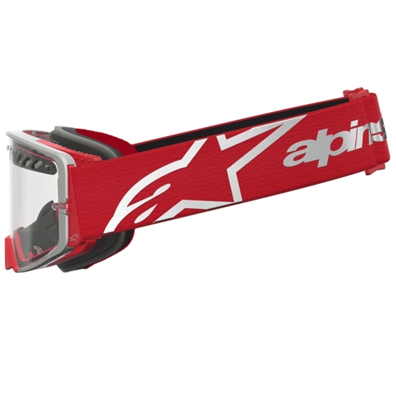 Motokrosové brýle Alpinestars Supertech Dura Air Fluid červeno-stříbrná s čirým plexi