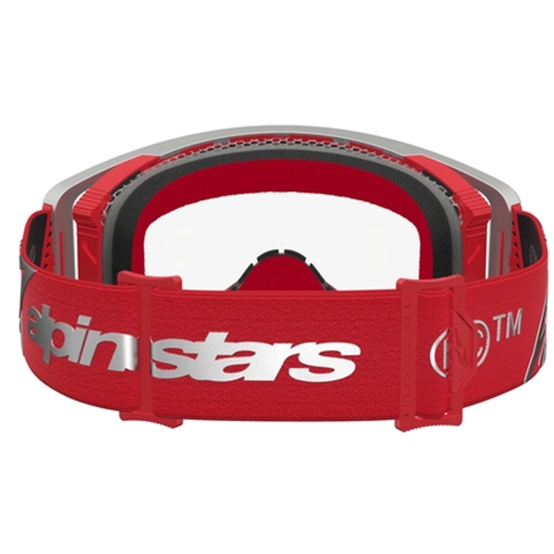 Motokrosové brýle Alpinestars Supertech Dura Air Fluid červeno-stříbrná s čirým plexi