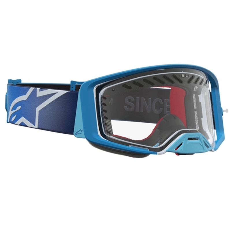 Motokrosové brýle Alpinestars Supertech Dura Air Fluid modro-stříbrné s čirým plexi