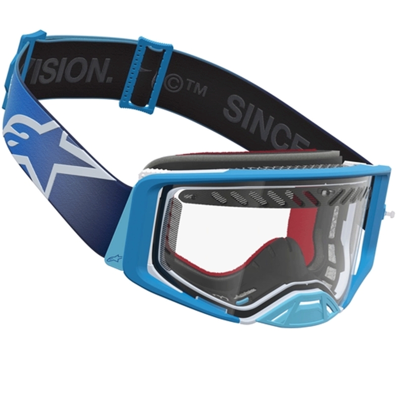 Motokrosové brýle Alpinestars Supertech Dura Air Fluid modro-stříbrné s čirým plexi