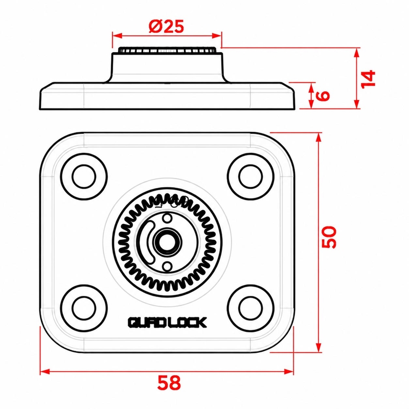 Plochá základna Quad Lock® 360 černá